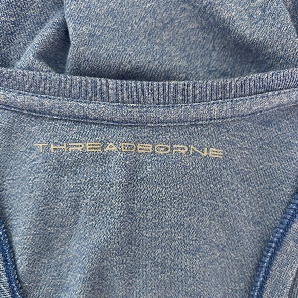 Under Armour Shirt Womens Medium Blue White Threadborne Tank‎ Workout Athleisure - Picture 6 of 8